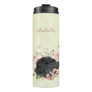 schwarze rosafarbene Blüten Thermosbecher
