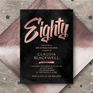 Schwarze Rose, 80. Geburtstag Einladung