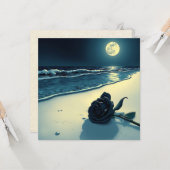 Schwarze Rose am Strand mit Vollmond Karte (Vorderseite/Rückseite Beispiel)