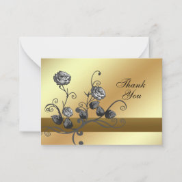 Schwarze Rose auf Gold Dankeschön Karte