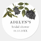 Schwarze Rose aus weißem gotischem Brautparty Runder Aufkleber (Vorderseite)