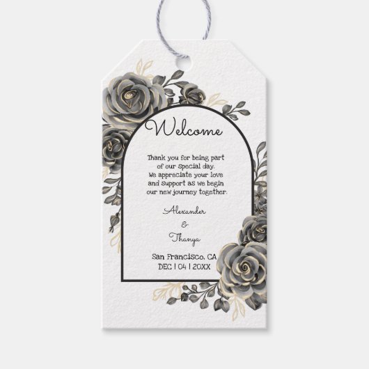 Schwarze Rose Begrüßung Gastgeschenk Gastgeschenk  Geschenkanhänger (Vorderseite)