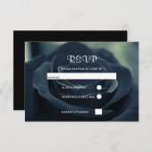 Schwarze Rose Blume Dark Gothic Vibe Wedding RSVP Karte (Vorne/Hinten)