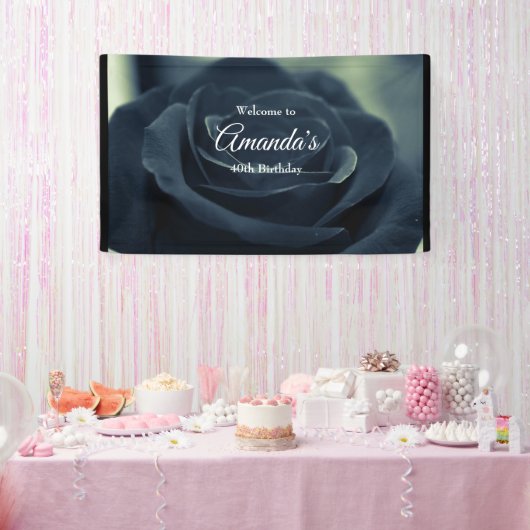 Schwarze Rose Blume Dunkle Gotik Geburtstag Willko Banner (Party)