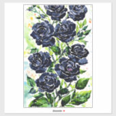 Schwarze Rose Blume Goth Art Aquarellmalerei Aufkleber (Blatt)