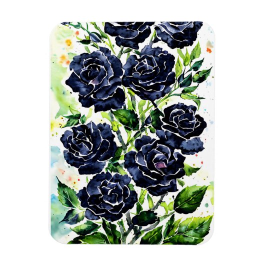 Schwarze Rose Blume Goth Art Aquarellmalerei Magnet (Vertikal)