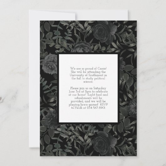 Schwarze Rose Dunkelgotische Abschluss Ankündigung (Rückseite)