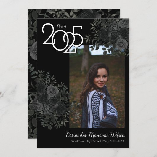 Schwarze Rose Dunkelgotische Abschluss Ankündigung (Vorne/Hinten)