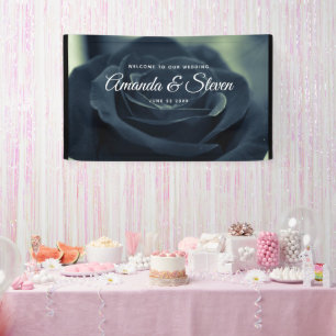 Schwarze Rose Dunkelgotische Blume Hochzeit Willko Banner