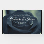 Schwarze Rose Dunkelgotische Blume Hochzeit Willko Banner (Horizontal)