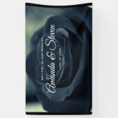 Schwarze Rose Dunkelgotische Blume Hochzeit Willko Banner (Vertikal)