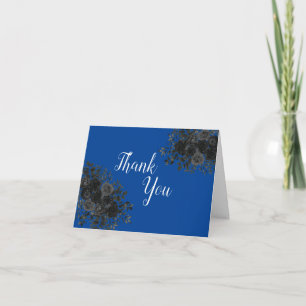 Schwarze Rose dunkle gothische Abschlussfeier Blau Dankeskarte