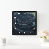 Schwarze Rose Dunkle Gotische Blume Foto Quadratische Wanduhr (Zuhause)