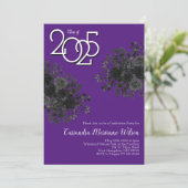 Schwarze Rose Dunkle Gotische Graduierungspartei L Einladung (Stehend Vorderseite)