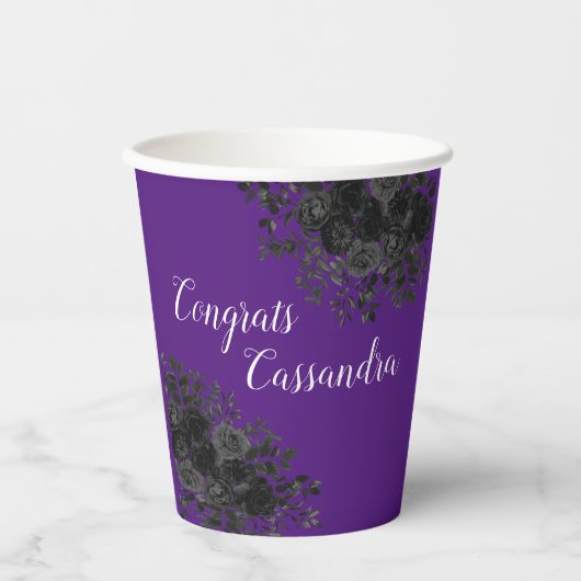 Schwarze Rose Dunkle Gotische Graduierungspartei L Pappbecher (Vorderseite)