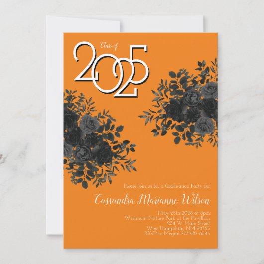 Schwarze Rose Dunkle Gotische Graduierungsparty Or Einladung (Vorderseite)