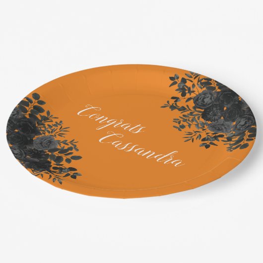 Schwarze Rose Dunkle Gotische Graduierungsparty Or Pappteller (Schrägansicht)