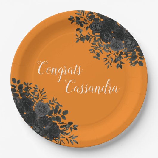 Schwarze Rose Dunkle Gotische Graduierungsparty Or Pappteller (Vorderseite)