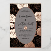 Schwarze Rose Einladung zum Hochzeitsfoil (Vorderseite)
