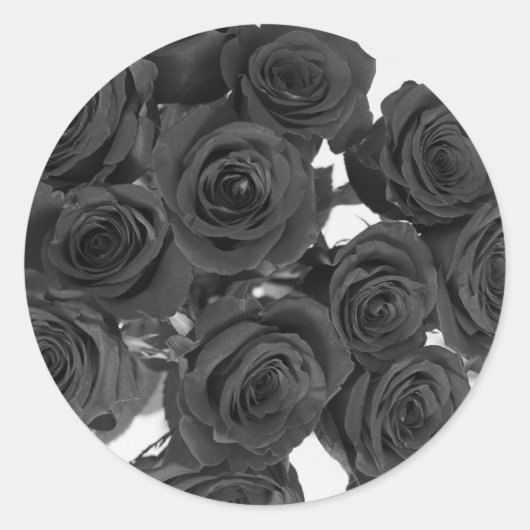 Schwarze Rose Elegante romantische Hochzeit Runder Aufkleber (Vorderseite)
