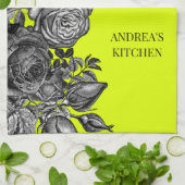 Schwarze Rose Elektrische Kalköle Grün Ihre Nachri Geschirrtuch (Gefaltet)