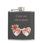 Schwarze Rose Farbige Sonnenbrille Flachmann (Vorderseite)