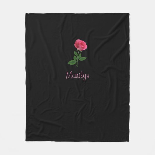 Schwarze Rose Fleecedecke (Vorderseite)