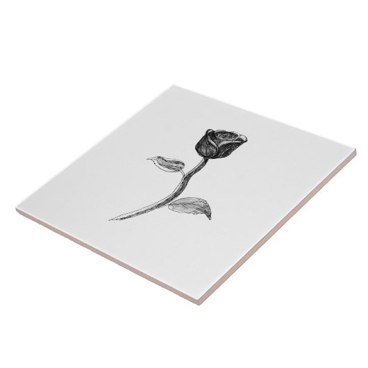 Schwarze Rose Fliese (Seite)