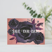 Schwarze Rose Foto Rette unser Datum Einladung (Stehend Vorderseite)