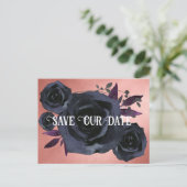 Schwarze Rose Foto Rette unser Datum Postkarte (Stehend Vorderseite)