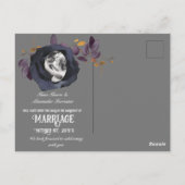 Schwarze Rose Foto Rette unser Datum Postkarte (Rückseite)