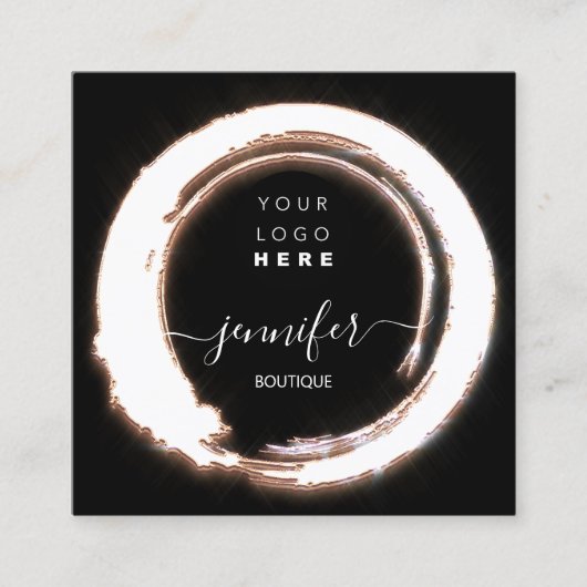 Schwarze Rose Frame Custom QR LOGO SHOP Quadratische Visitenkarte (Vorderseite)