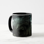 Schwarze Rose Friedhof Fledermäuse Halloween Tasse (Vorderseite Links)