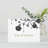 Schwarze Rose Gay Wedding Einladung (Stehend Vorderseite)