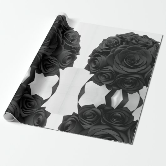 Schwarze Rose Geschenkpapier (Ungerollt)