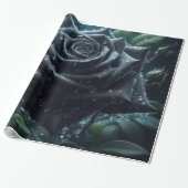Schwarze Rose Geschenkpapier (Ungerollt)