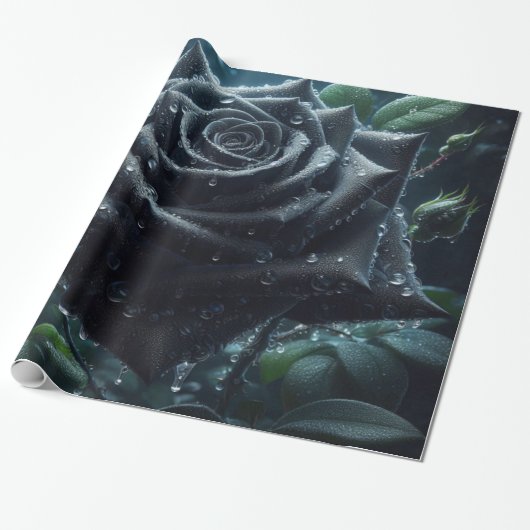 Schwarze Rose Geschenkpapier (Ungerollt)