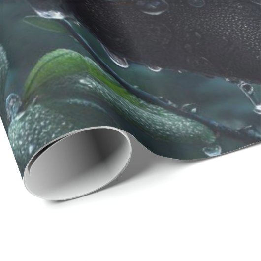 Schwarze Rose Geschenkpapier (Rolleneckpunkt)