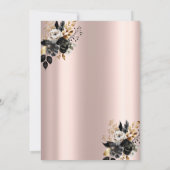 Schwarze Rose Glitzer Rose Gold 80. Geburtstag Einladung (Rückseite)