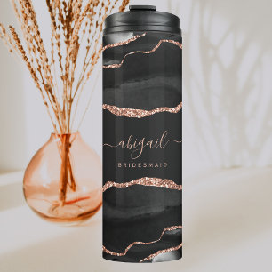 Schwarze Rose Gold Achat Dunkle Brautjungfer Hochz Thermosbecher