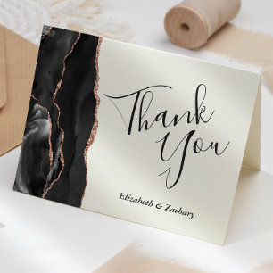 Schwarze Rose Gold Achat Elfenbein Hochzeit Danke Karte