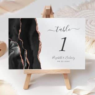 Schwarze Rose Gold Achat Hochzeit Tischnummer