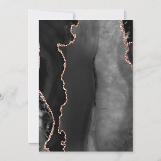Schwarze Rose Gold Agate Blush Save the Date Einladung (Rückseite)