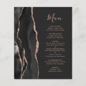 Schwarze Rose Gold Agate Dark Wedding Menu (Vorderseite)
