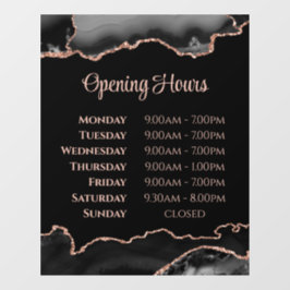 Schwarze Rose Gold Agate Öffnungszeiten Fensterheb Fensteraufkleber