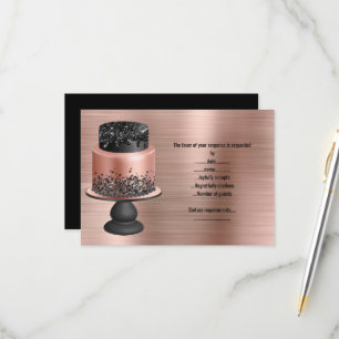 SCHWARZE ROSE GOLD CAKE METALLIC REAKTIONSKARTE RSVP KARTE