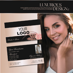 Schwarze Rose Gold Decke Niedliche Blume mit Logo- Visitenkarte