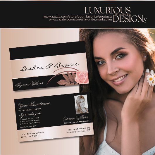 Schwarze Rose Gold Dekoration Herrliche Blume mit  Visitenkarte