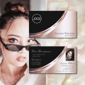 Schwarze Rose Gold Dekoration mit Logos und Foto L Visitenkarte