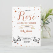 Schwarze Rose Gold Dessous Dusche Einladung (Stehend Vorderseite)